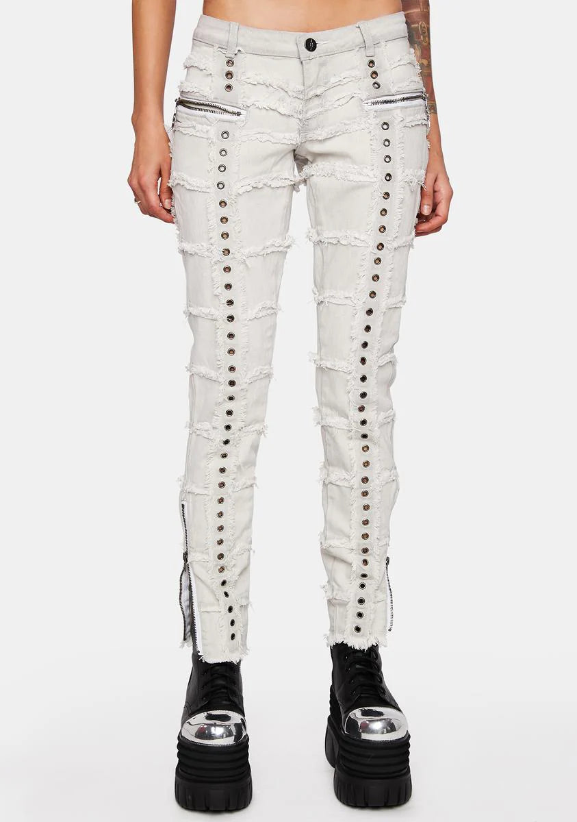 Distortion Distressed Grommet Skinny Jeans