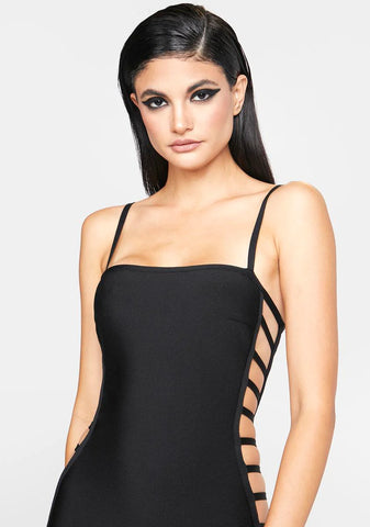 Cut Out Side Detail Bandage Midi Dress