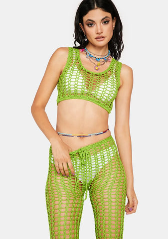 Sage Desert Dancing Crochet Pants Set