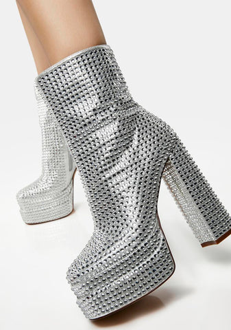 Silver Mateo Rhinestone Platform Boots