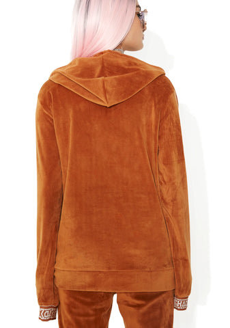 Rust Velour Hooded Sweat