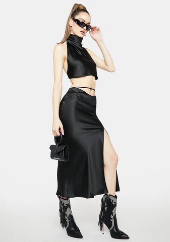 Watch And See Satin Skirt Set