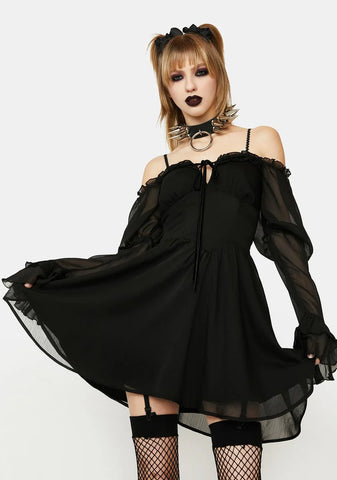 Long Sleeve Lace Up Mini Dress