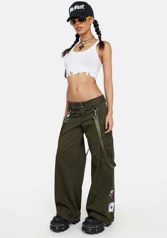 Green COD Baggy Girl Flares