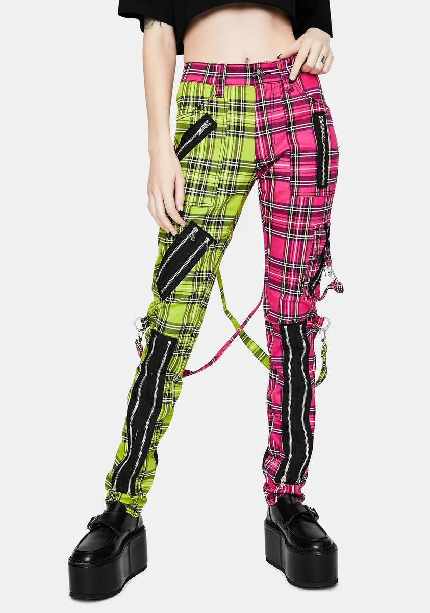Lime Pink Madness Plaid Pants
