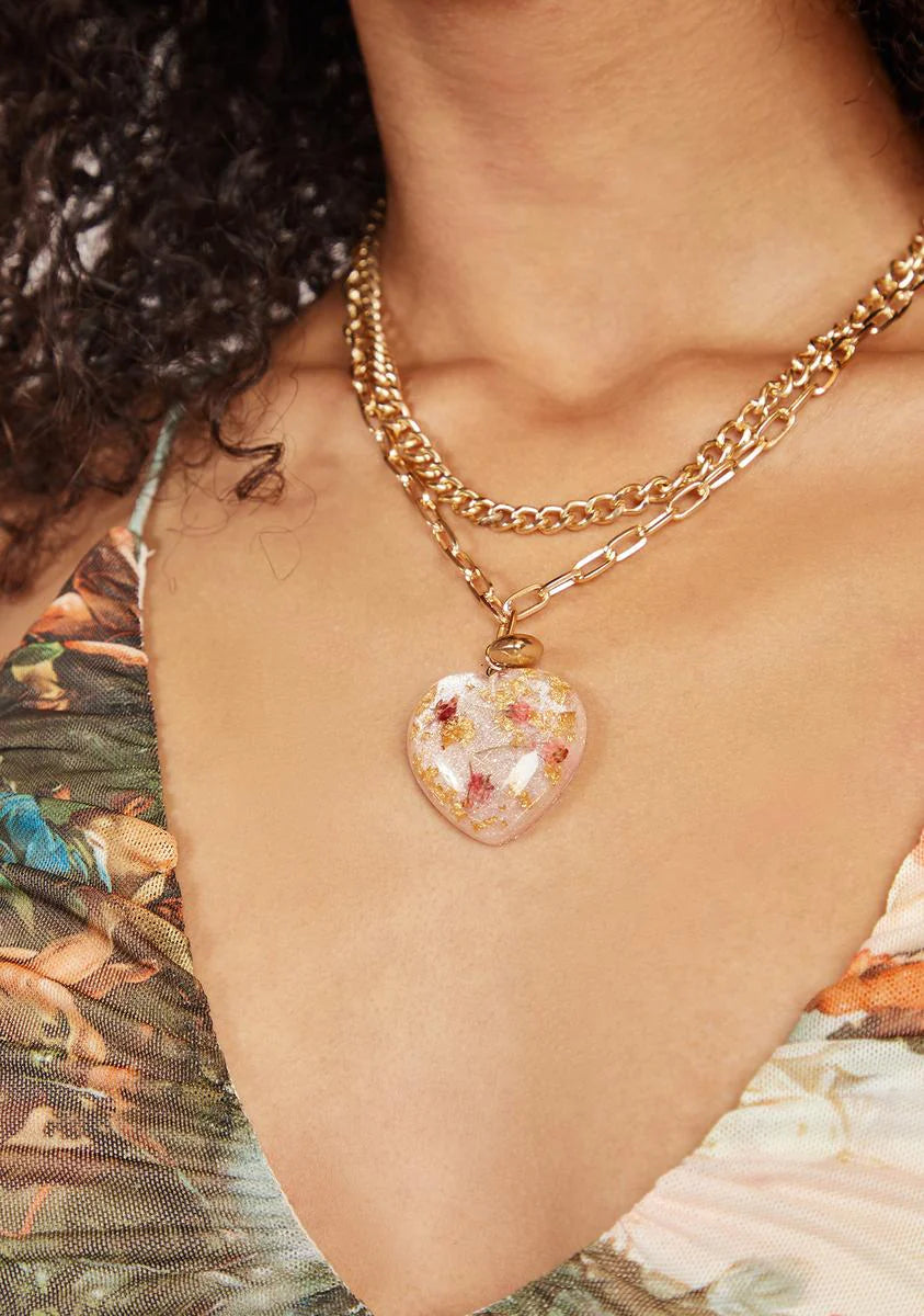 Singing Again Heart Chain Necklace