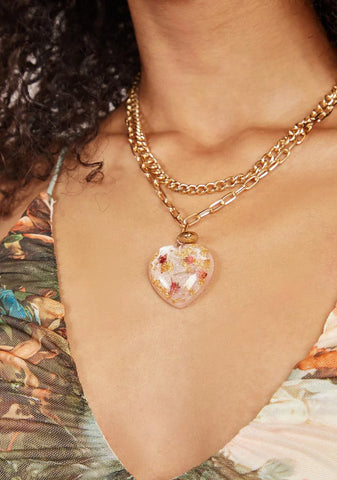 Singing Again Heart Chain Necklace