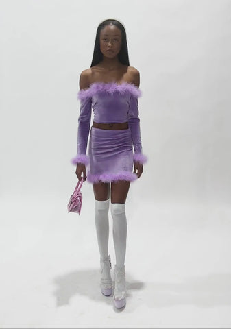 Filthy Femme Velvet Crop Top - Purple
