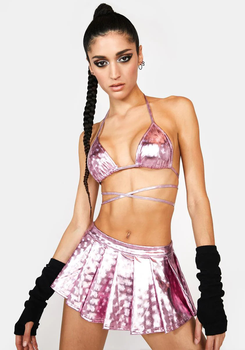 Sweet Nova Girl Metallic Skort Set