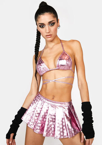 Sweet Nova Girl Metallic Skort Set
