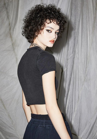 Reverb Charcoal Washed Crop Tee