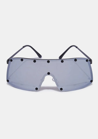 Atmosphere Oversized Silver Shield Sunglasses