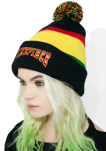 Multi Stripe Pom Beanie