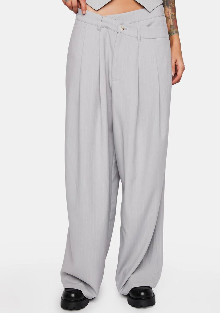 Grey Pinstripe La Mesa Pants
