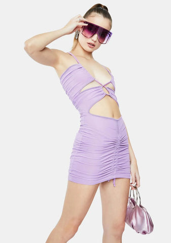 Lilac Please Ruched Mini Dress