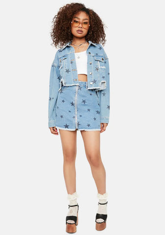 One Hit Wonder Star Denim Skirt
