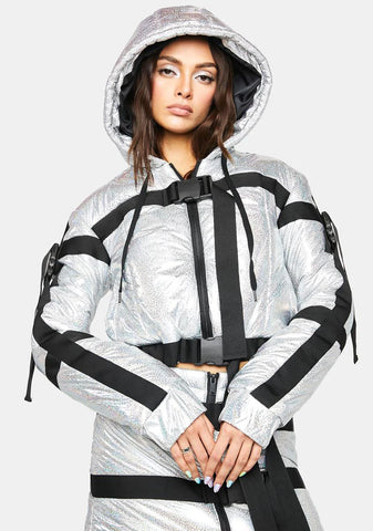 Space Raid Holographic Puffer Jacket