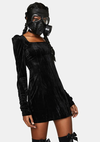 Textured Velvet Square Hip Dress