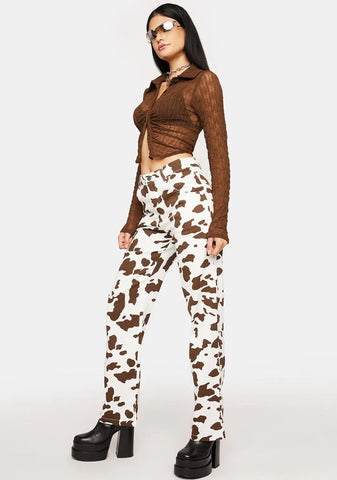 Lift Your Mood Cow Print Jeans