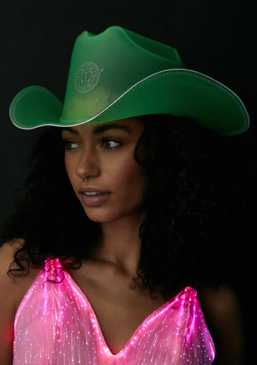 Green Light Up Cowboy Hat