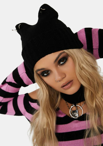 Sharp Hearing Spiked Beanie