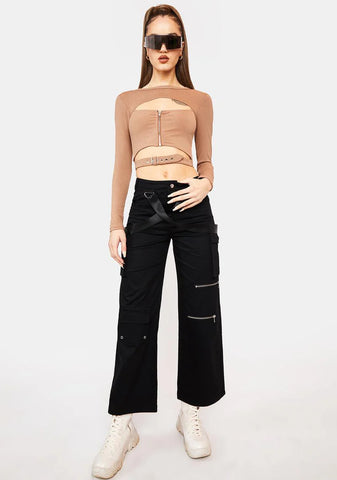 Never Basic Ribbed Cutout Top