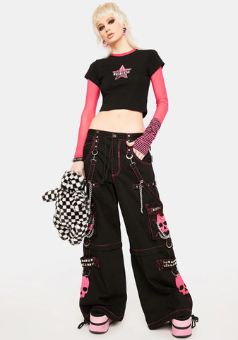 Pink Super Skull Wide Leg Pants