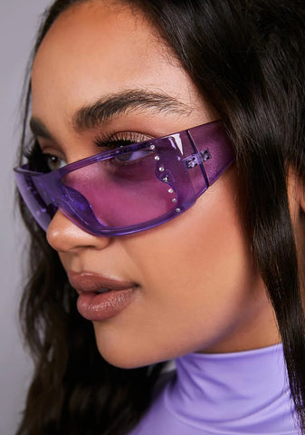 Lilac Let Ur Guard Down Clear Sunglasses