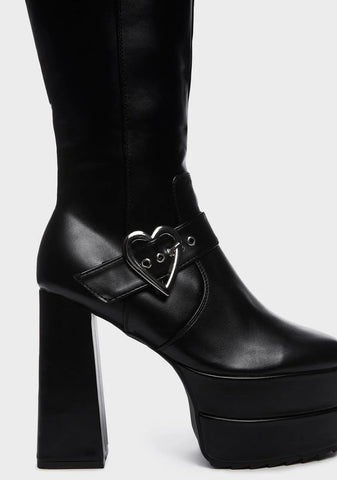 Wide Fit Fixed Up Knee High Boots