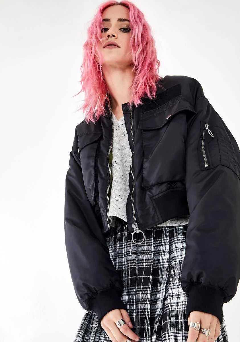 Think Fast Cropped Bomber