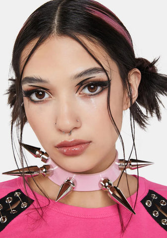 Pink Large Spike Choker
