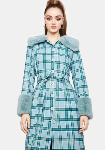 Teal Love Goes On Plaid Coat