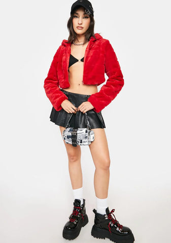 Spicy Beat Girl Faux Fur Cropped Hoodie