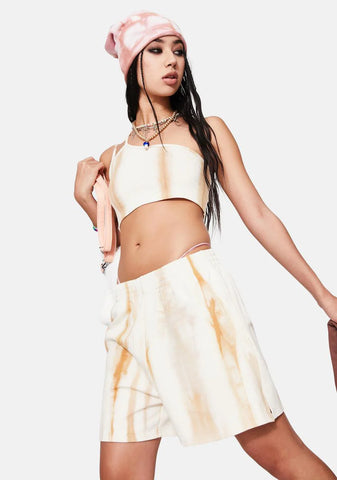 Tan Tie Dye Lounge Shorts