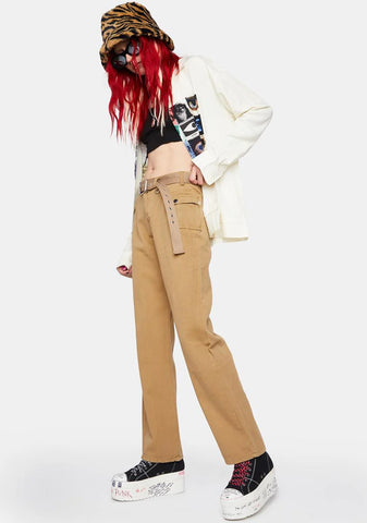 Khaki Unlock It Belted Cargo Pants