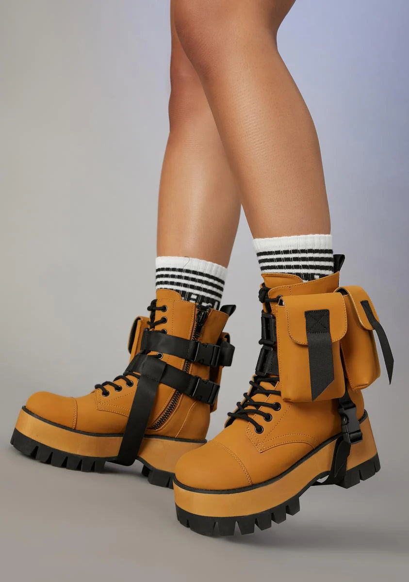 Ur Blocked Pocket Combat Boots