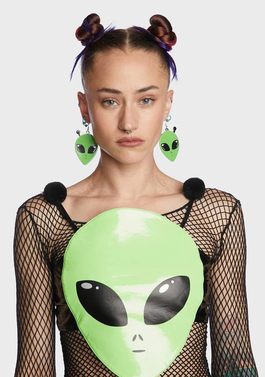 Come In Peace Alien Drop Earrings
