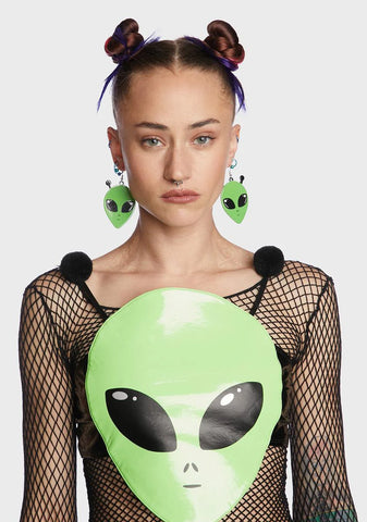 Come In Peace Alien Drop Earrings