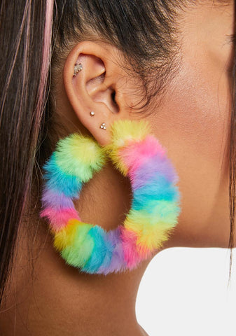 Neon Hearted Fuzzy Earrings
