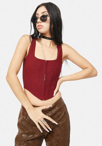 Oxblood Down For It Corset Top