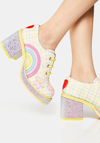 Yellow Rainbows And Love Platform Oxfords