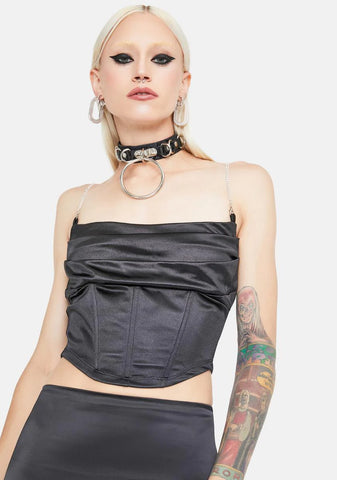 Noir Better Be Satin Corset Crop Top