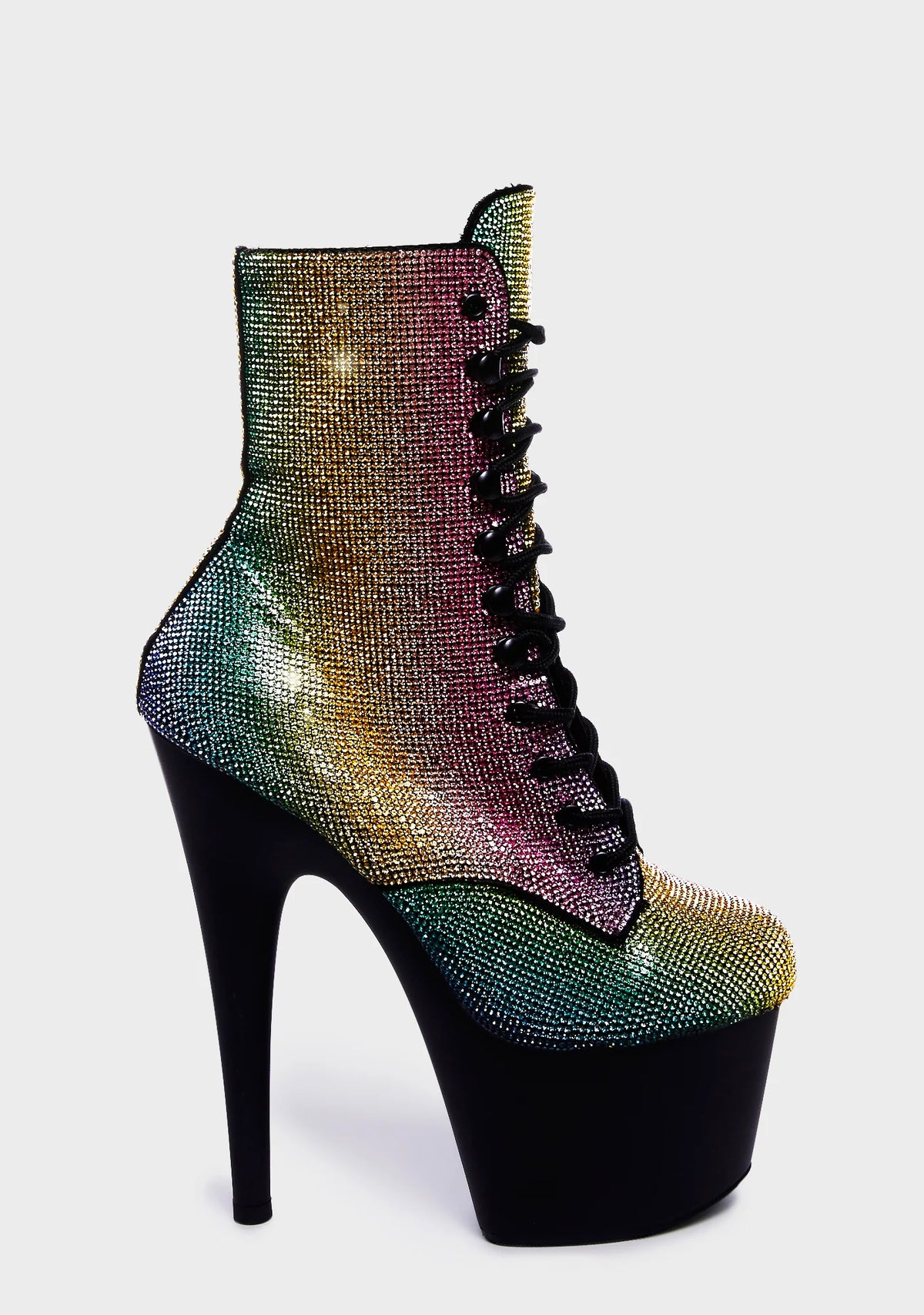 Adore-1020 Rhinestone Stiletto Boots - Rainbow