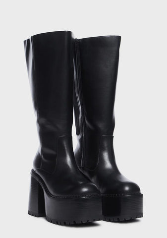 Wide Fit Vintage Soul Knee High Boots - Black