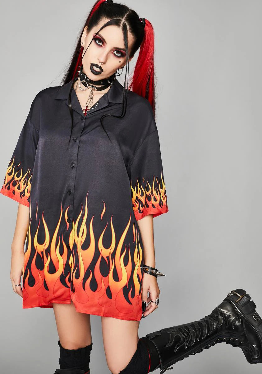 Hell And Back Oversized Button Up Shirt