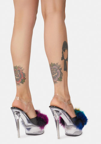 Night Of My Life Fluffy Clear Platform Heels