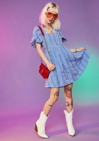 Arms Wide Open Gingham Dress