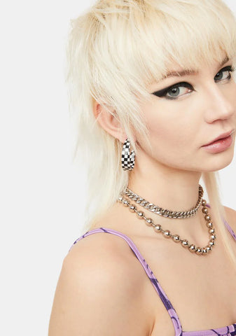 Late Right Channels Checkered Earrings