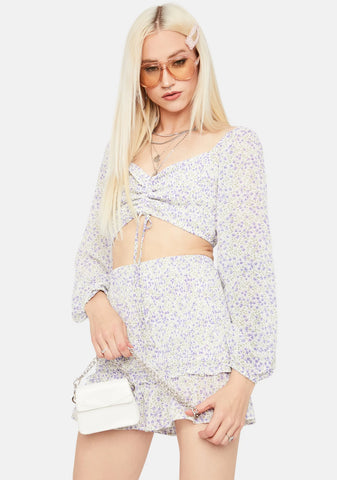 True To My Heart Floral Crop Top & Skirt Set