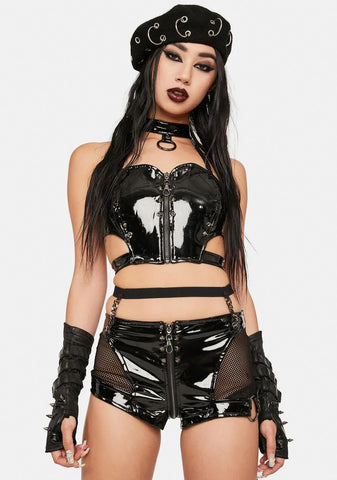 Tucked Away PVC Waist Belt Shorts
